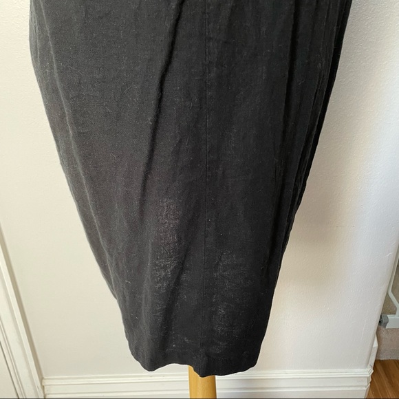 Black Embroidered Linen Sheath Dress - Boho Style - Picture 14 of 16